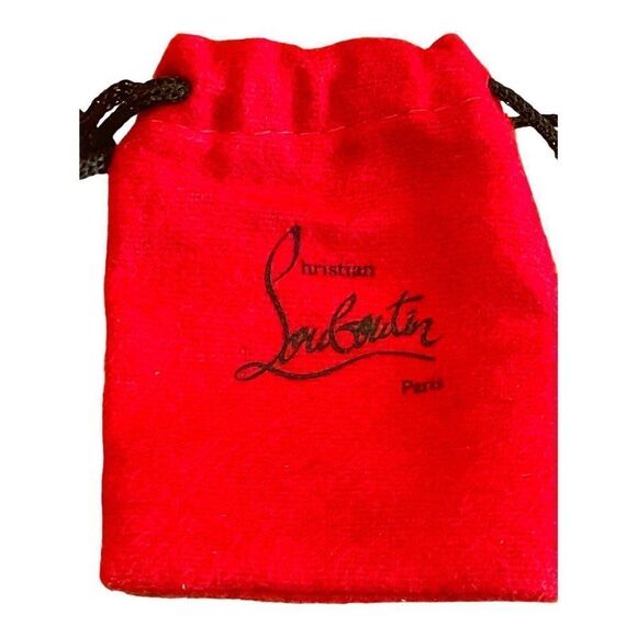 Authentic Christian Louboutin Red Mini Dust Bag Replacement Heel Brown Tips 2x3 - Picture 1 of 5